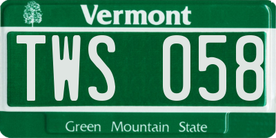 VT license plate TWS058