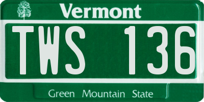 VT license plate TWS136