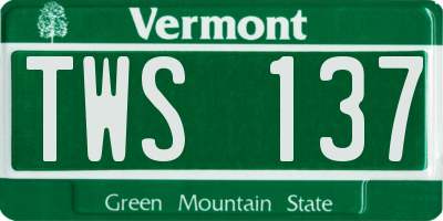 VT license plate TWS137