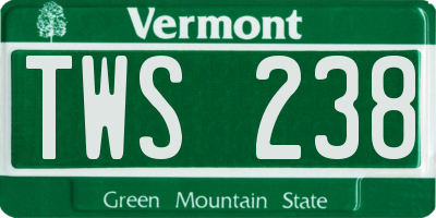 VT license plate TWS238