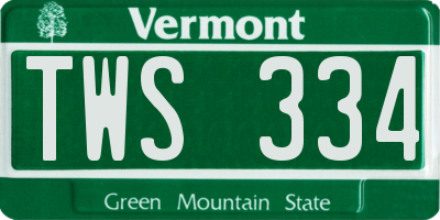 VT license plate TWS334