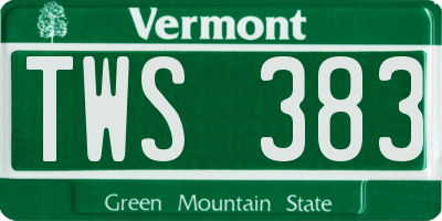 VT license plate TWS383