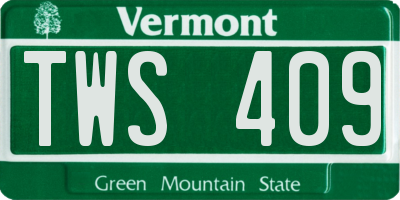 VT license plate TWS409