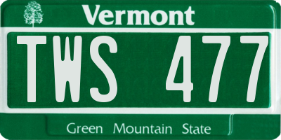 VT license plate TWS477