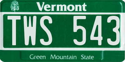VT license plate TWS543