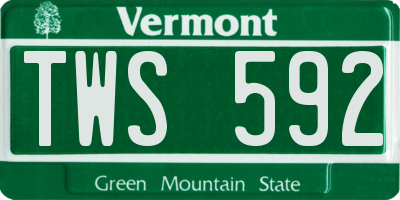VT license plate TWS592