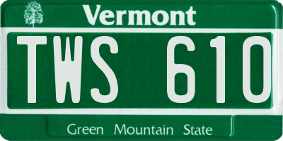 VT license plate TWS610