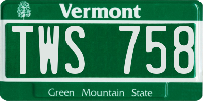 VT license plate TWS758
