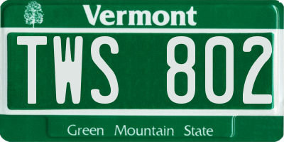 VT license plate TWS802