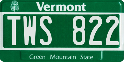 VT license plate TWS822