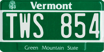 VT license plate TWS854