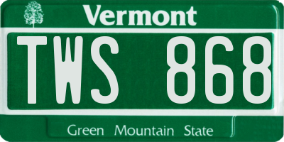 VT license plate TWS868