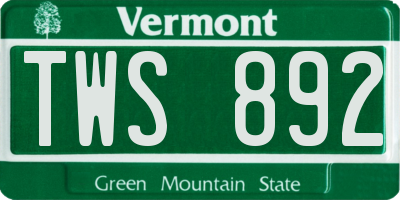 VT license plate TWS892