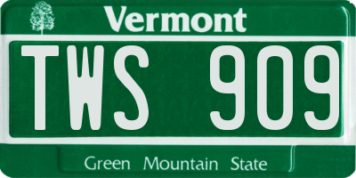 VT license plate TWS909