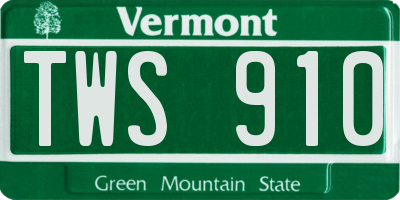 VT license plate TWS910
