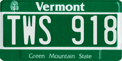VT license plate TWS918
