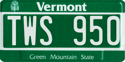 VT license plate TWS950