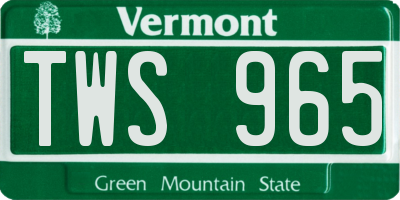 VT license plate TWS965