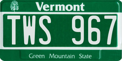 VT license plate TWS967
