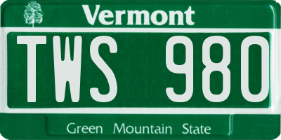 VT license plate TWS980