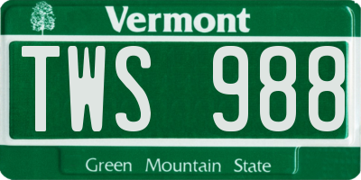 VT license plate TWS988