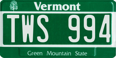 VT license plate TWS994