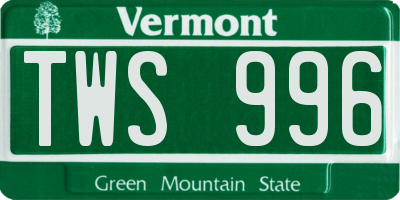 VT license plate TWS996