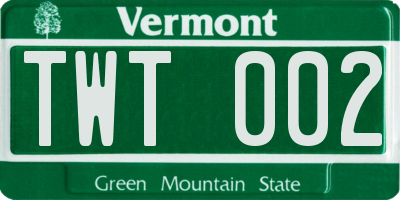 VT license plate TWT002