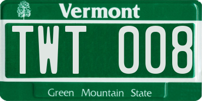 VT license plate TWT008