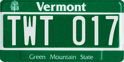 VT license plate TWT017