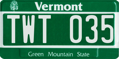 VT license plate TWT035