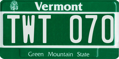 VT license plate TWT070