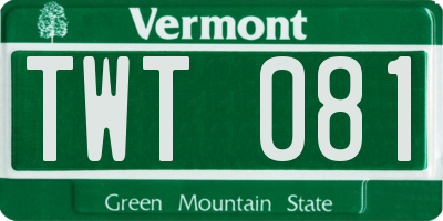 VT license plate TWT081