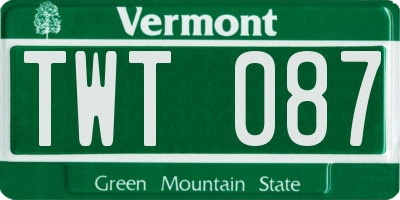 VT license plate TWT087