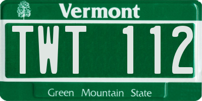 VT license plate TWT112