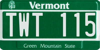 VT license plate TWT115