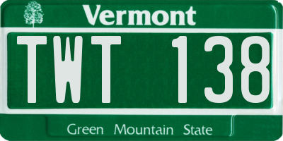 VT license plate TWT138
