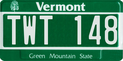 VT license plate TWT148