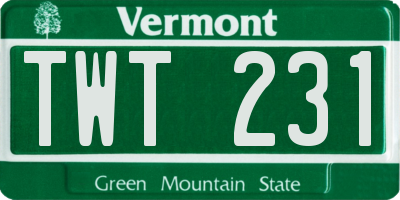 VT license plate TWT231