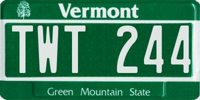 VT license plate TWT244
