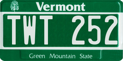 VT license plate TWT252