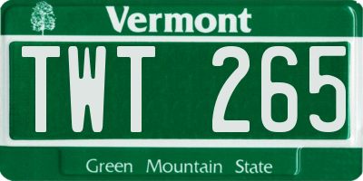 VT license plate TWT265