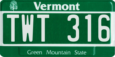 VT license plate TWT316