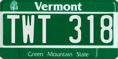 VT license plate TWT318