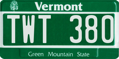 VT license plate TWT380