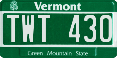 VT license plate TWT430