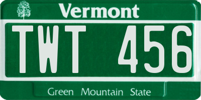 VT license plate TWT456