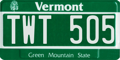 VT license plate TWT505