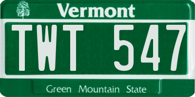 VT license plate TWT547