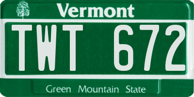 VT license plate TWT672